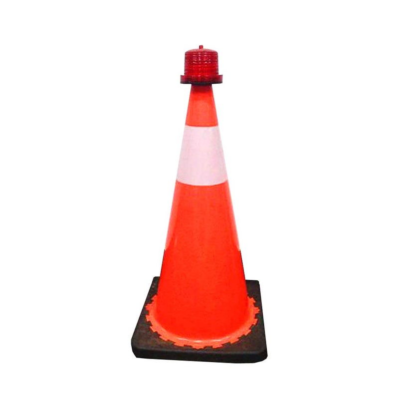 Luwint Handheld Red Emergency Strobe Warning Light - LED Solar Powered Road Construction Cone Traffic Flicker Beacon Lamp (Red) - Image 5
